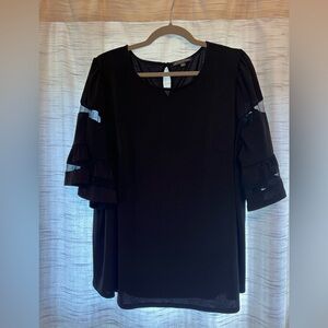 Unique Bell Sleeved Blouse with Mesh Detail